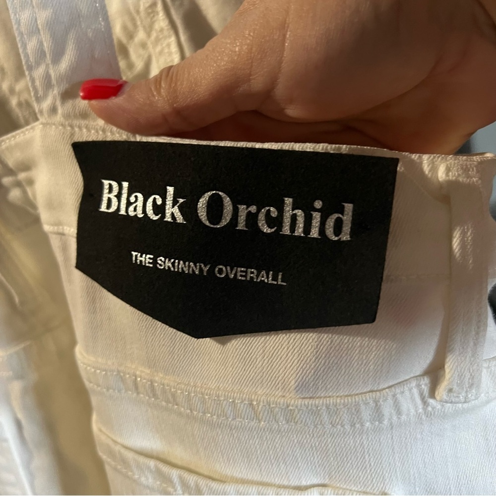 Black Orchid Women's off white Denim Overalls 28 - Picture 4 of 6